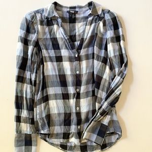 Paige Shoulder Pad Plaid Flannel Blouse